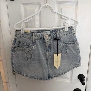 Banjara Denim Mini Skirt with curved hemline